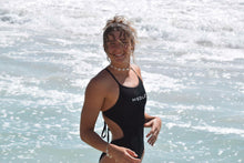 Load image into Gallery viewer, Streamline Black Tie Back One Piece