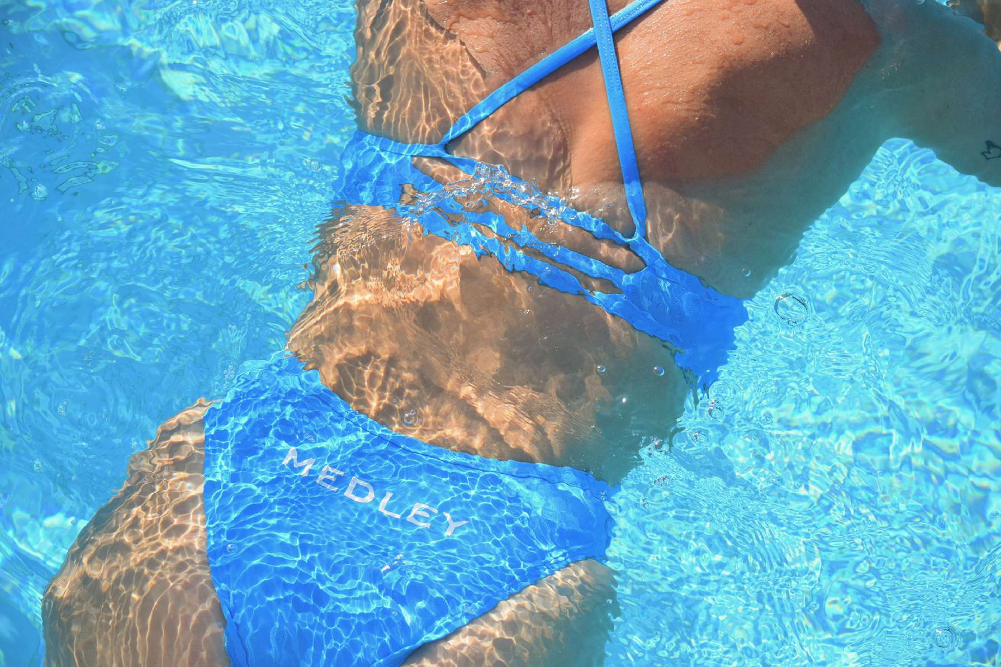 Wave Blue Fixed Back One Piece